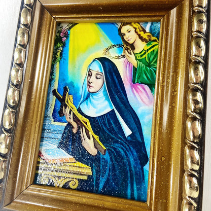 QUADRO COM MOLDURA RESINADO SANTA RITA DE CÁSSIA  MOD-2 21X16 (1 UNIDADE)
