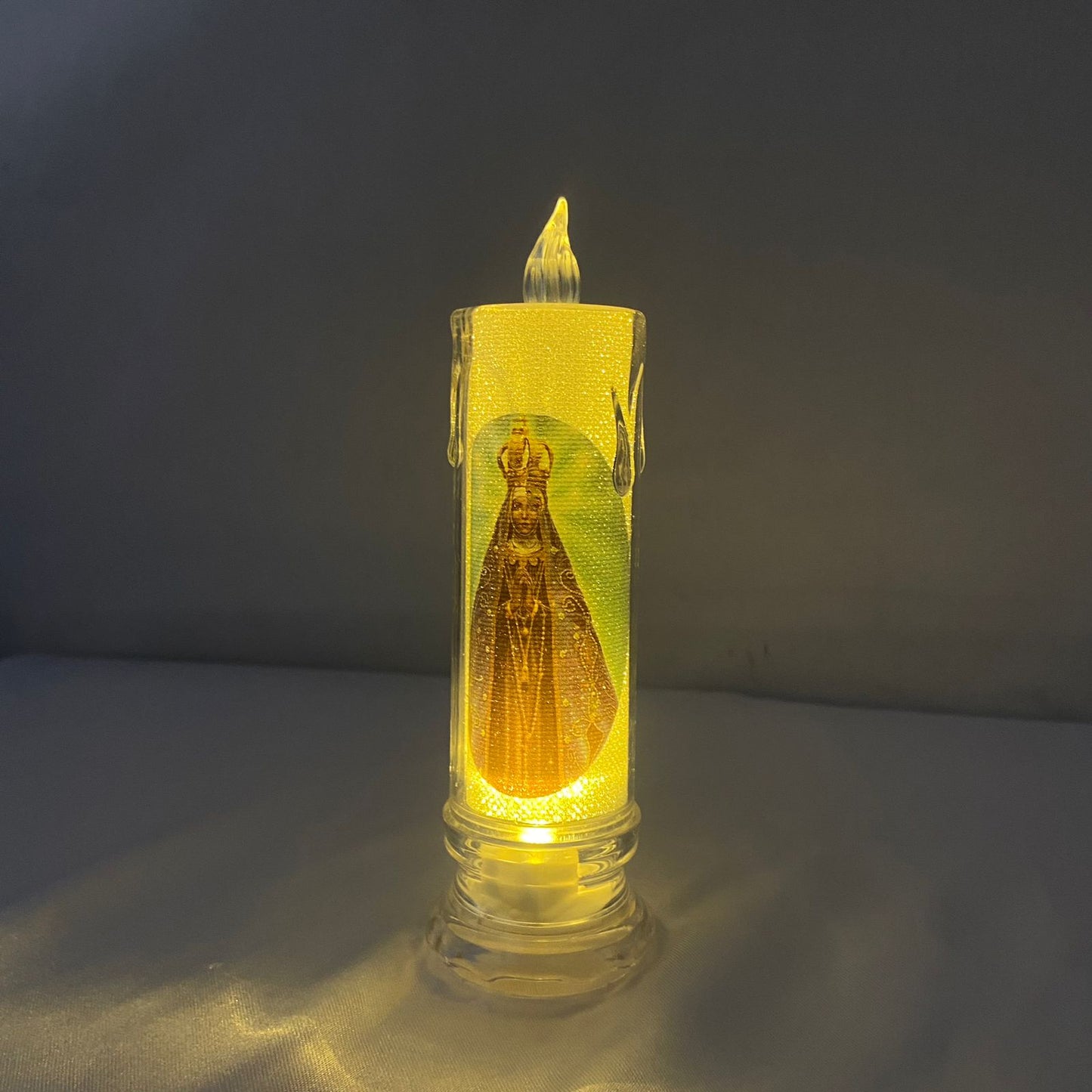 VELA ELETRÔNICA TRANSPARENTE NOSSA SENHORA APARECIDA 15CM (1 UNIDADE)