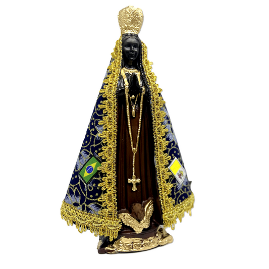 IMAGEM DE GESSO NOSSA SENHORA APARECIDA COM MANTO 31CM (1 UNIDADE)