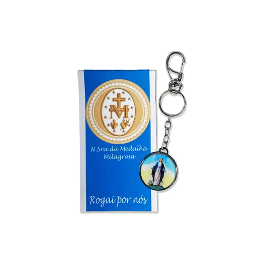 CHAVEIRO METAL DUPLA FACE COM MOSQUETE NOSSA SENHORA DAS GRAÇAS (6 UNIDADES)