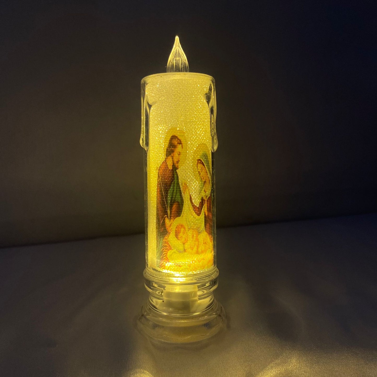 VELA ELETRÔNICA TRANSPARENTE SAGRADA FAMÍLIA 15CM (1 UNIDADE)