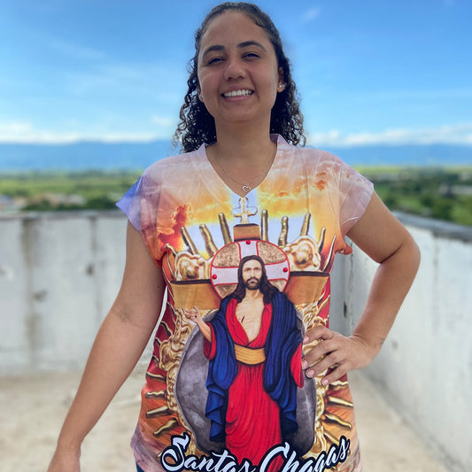 CAMISETA RELIGIOSA SANTAS CHAGAS TAMANHO:M (1 UNIDADE)
