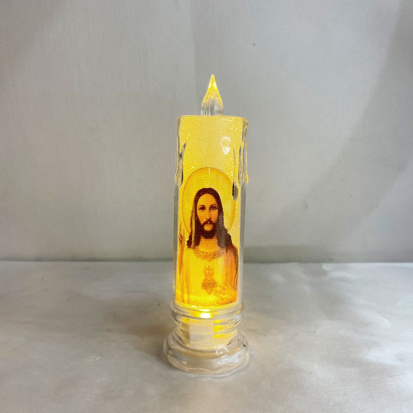 VELA ELETRÔNICA TRANSPARENTE SAGRADO CORAÇÃO DE JESUS MOD2 15CM (1 UNIDADE)