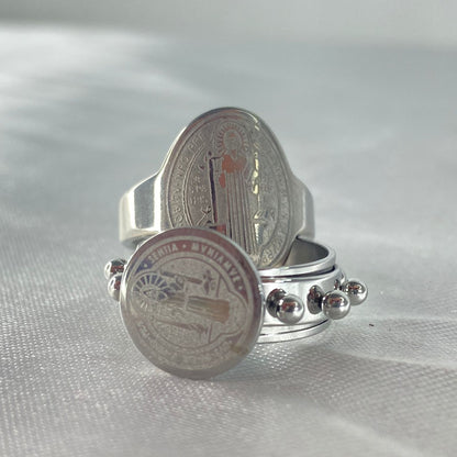 ANEL PRATEADO MEDALHA SÃO BENTO (45 UNIDADES)