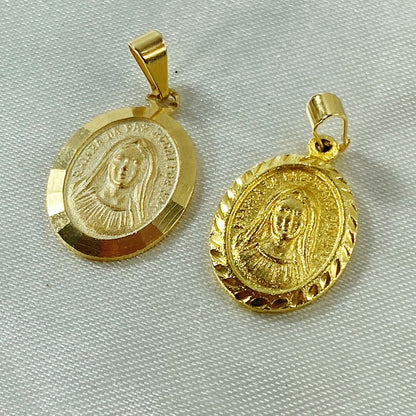 PINGENTE DOURADO OVAL NOSSA SENHORA DE MEDJUGORJE (4 UNIDADES)