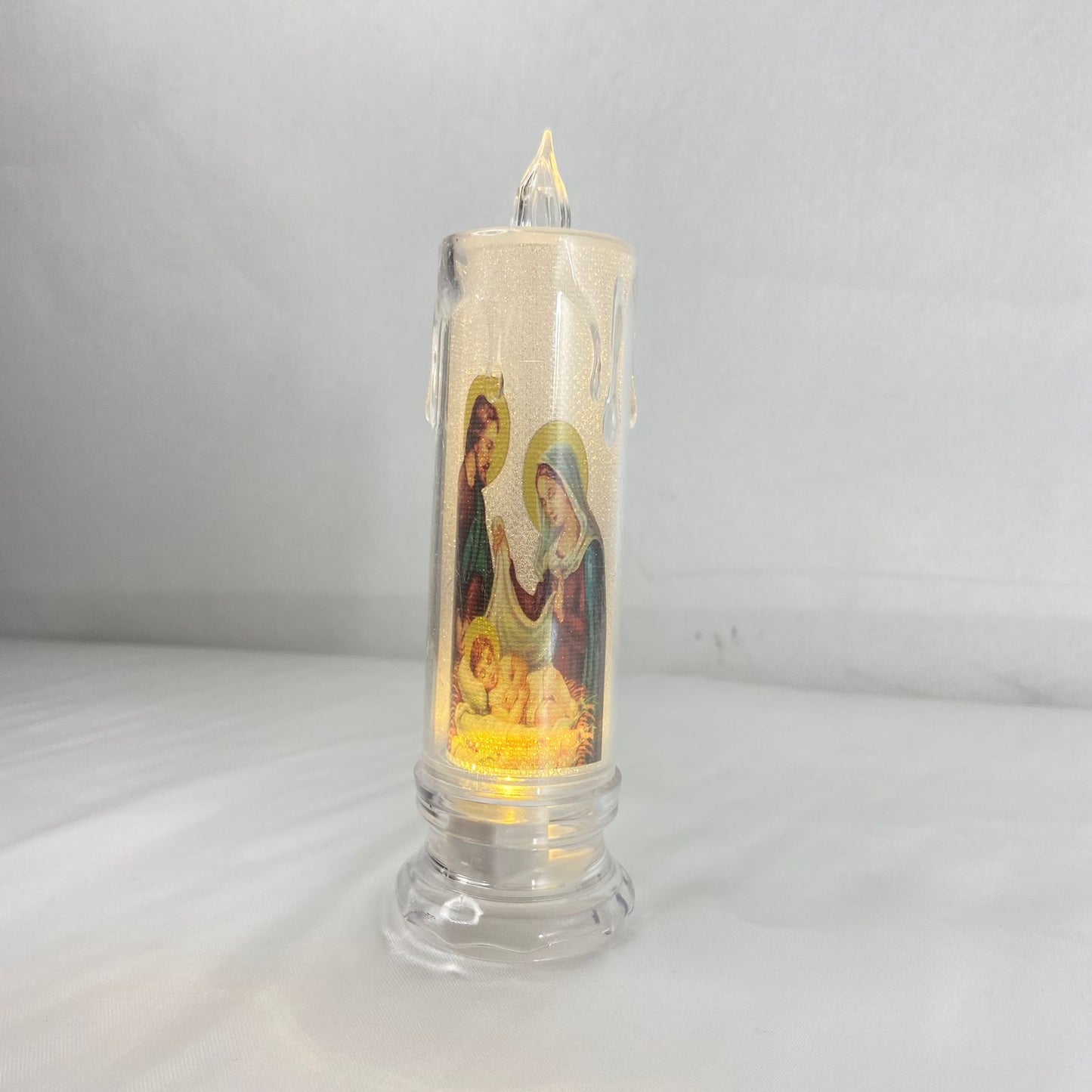VELA ELETRÔNICA TRANSPARENTE SAGRADA FAMÍLIA 15CM (1 UNIDADE)