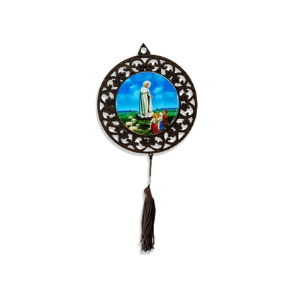 MANDALA MDF TABACO NOSSA SENHORA DE FÁTIMA 26CM (1 UNIDADE)