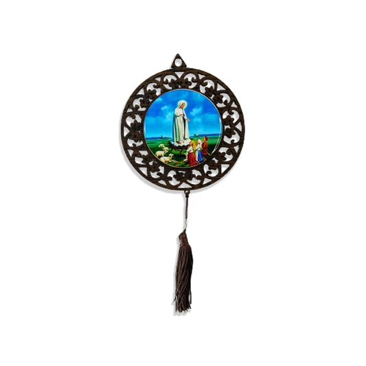 MANDALA MDF TABACO NOSSA SENHORA DE FÁTIMA 26CM (1 UNIDADE)