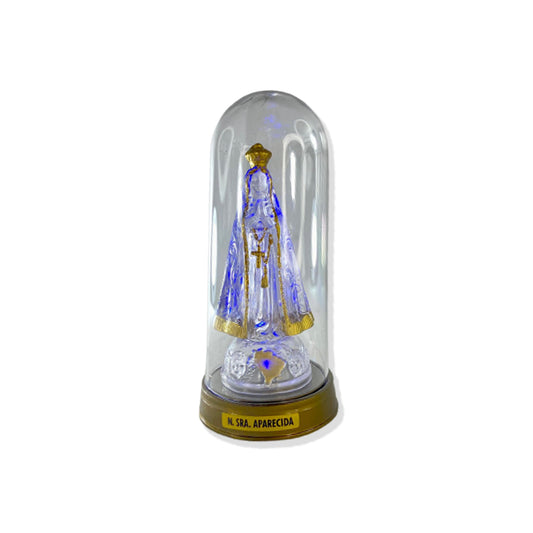 IMAGEM DE ACRÍLICO NOSSA SENHORA APARECIDA COM LED E REDOMA 13CM (1 UNIDADE)