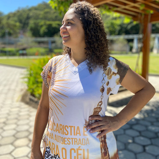 CAMISETA RELIGIOSA SANTÍSSIMO SACRAMENTO BRANCO TAMANHO:M (1 UNIDADE)
