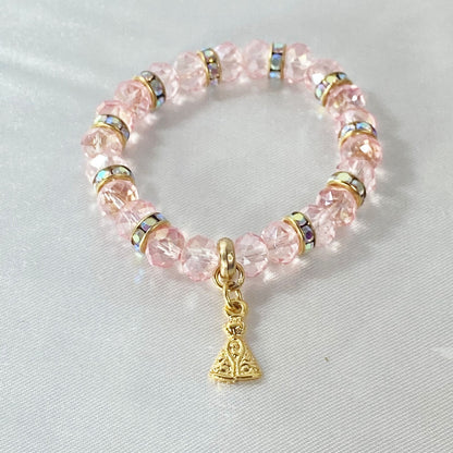 PULSEIRA CRISTAL NOSSA SENHORA APARECIDA ROSA ( 3 UNIDADES)