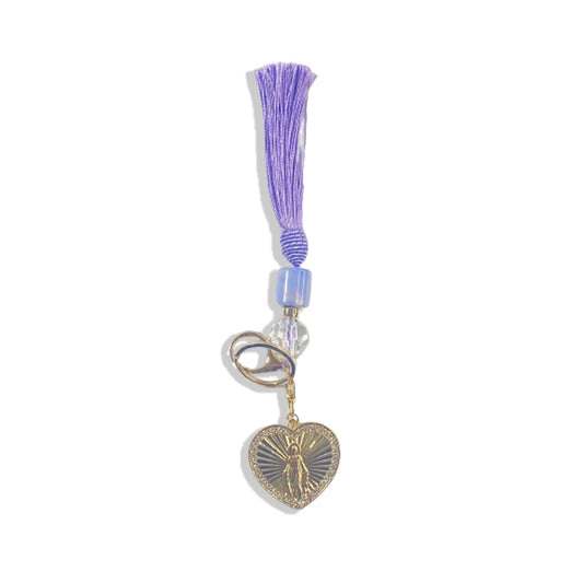 CHAVEIRO LUXO COM MOSQUETE NOSSA SENHORA DAS GRAÇAS COM POMPOM ROXO (1 UNIDADE)