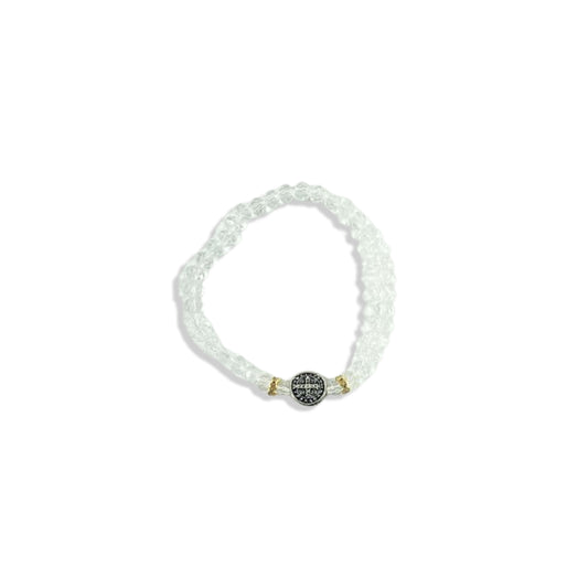 PULSEIRA CRISTAL MEDALHA SÃO BENTO TRANSPARENTE (6 UNIDADES)