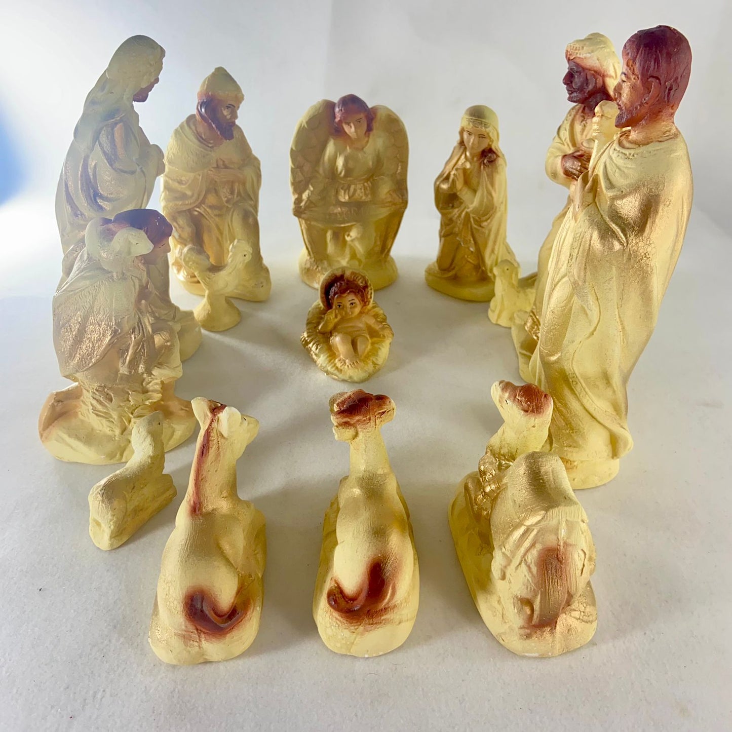 PRESÉPIO DE GESSO AMARELO 15 PEÇAS 18CM (1 UNIDADE)