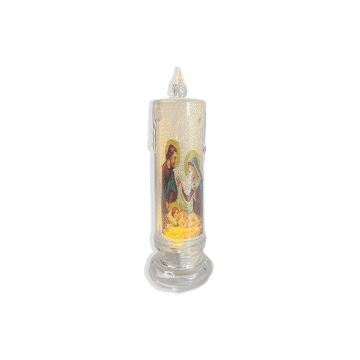 VELA ELETRÔNICA TRANSPARENTE SAGRADA FAMÍLIA 15CM (1 UNIDADE)