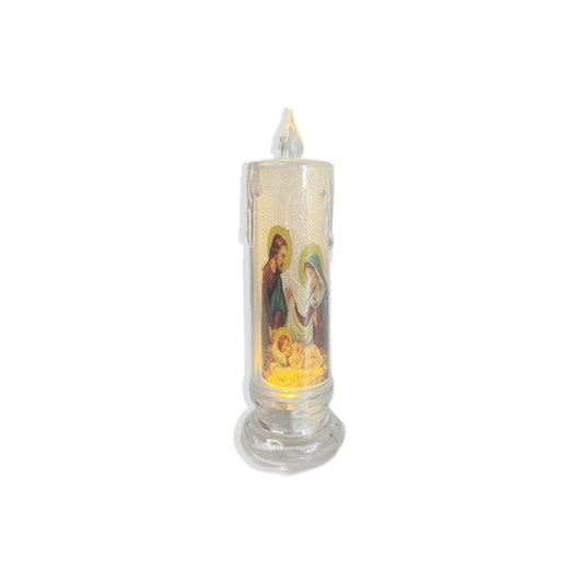 VELA ELETRÔNICA TRANSPARENTE SAGRADA FAMÍLIA 15CM (1 UNIDADE)