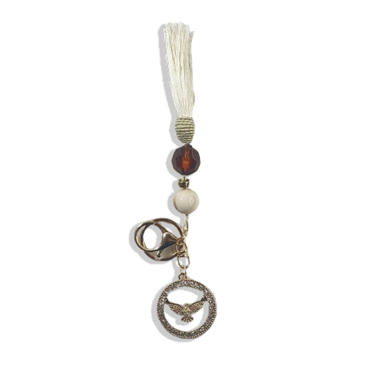CHAVEIRO LUXO COM MOSQUETE DIVINO ESPÍRITO SANTO COM POMPOM BRANCO (1 UNIDADE)