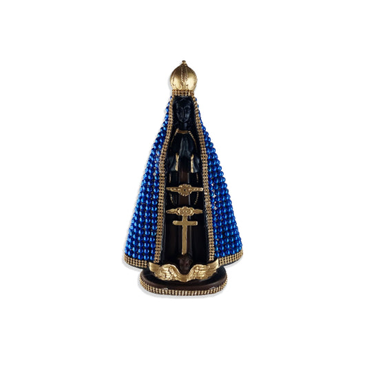 IMAGEM DE GESSO NOSSA SENHORA APARECIDA PÉROLA AZUL 28CM (1 UNIDADE)