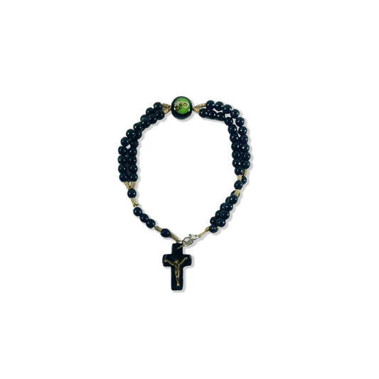 TERÇO PULSEIRA MADEIRA SÃO JOSÉ PRETO  (12 UNIDADES)