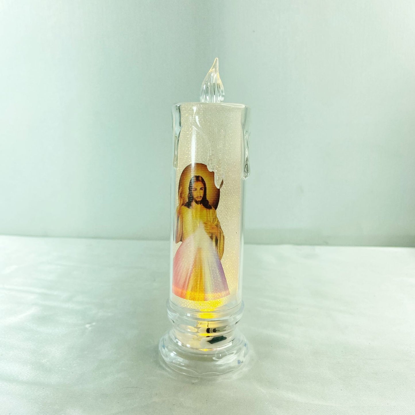 VELA ELETRÔNICA TRANSPARENTE JESUS MISERICORDIOSO 15CM (1 UNIDADE)
