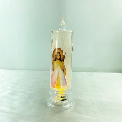 VELA ELETRÔNICA TRANSPARENTE JESUS MISERICORDIOSO 15CM (1 UNIDADE)