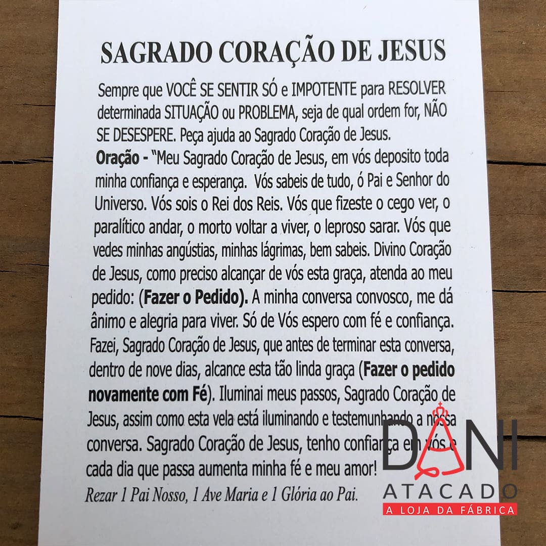 FOLHETO DE ORAÇÃO SAGRADO CORAÇÃO DE JESUS (300 UNIDADES)