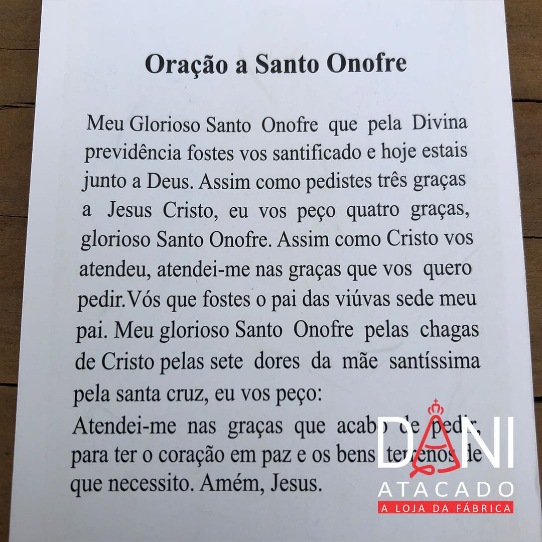 FOLHETO DE ORAÇÃO SANTO ONOFRE (300 UNIDADES) – Dani Atacado