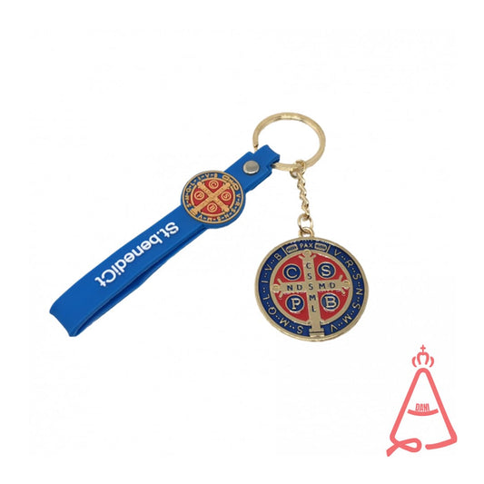 CHAVEIRO MEDALHA SÃO BENTO COM FITA SILICONE CORES SORTIDAS (3 UNIDADES)