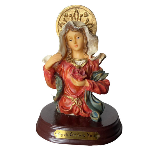 BUSTO DE RESINA IMPORTADA IMACULADO CORAÇÃO DE MARIA 15CM (1 UNIDADE)