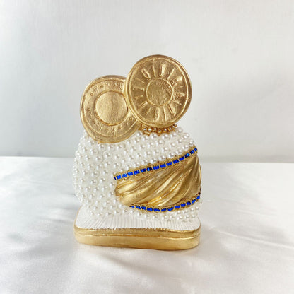 BUSTO DE GESSO SAGRADA FAMÍLIA COM PÉROLA 13CM (1 UNIDADE)