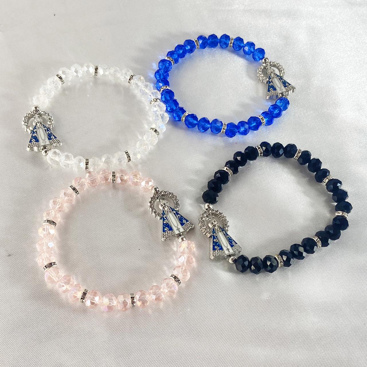 PULSEIRA CRISTAL NOSSA SENHORA APARECIDA CORES SORTIDAS (12 UNIDADES)