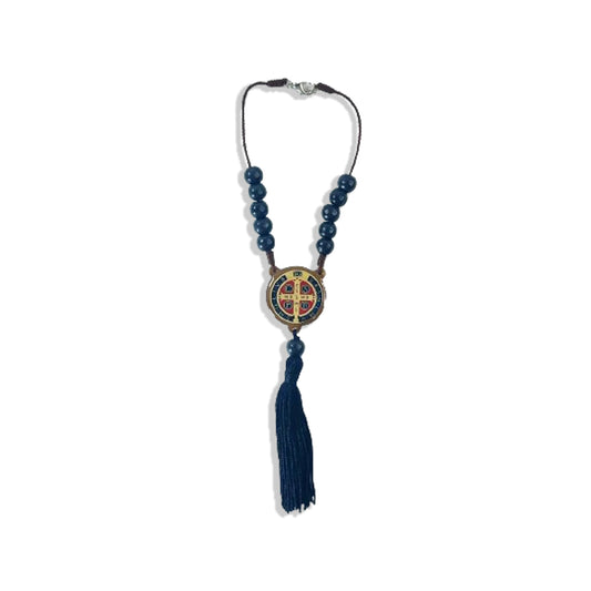 DEZENA DE MADEIRA MEDALHA SÃO BENTO PRETA 24CM (4 UNIDADES)