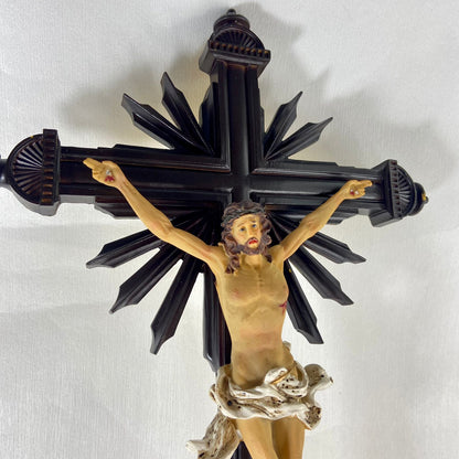 CRUCIFIXO DE RESINA IMPORTADA PAREDE MOD2 45CM (1 UNIDADE)