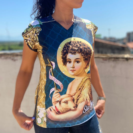 CAMISETA RELIGIOSA SÃO JOÃO BATISTA MENINO TAMANHO:G (1 UNIDADE)