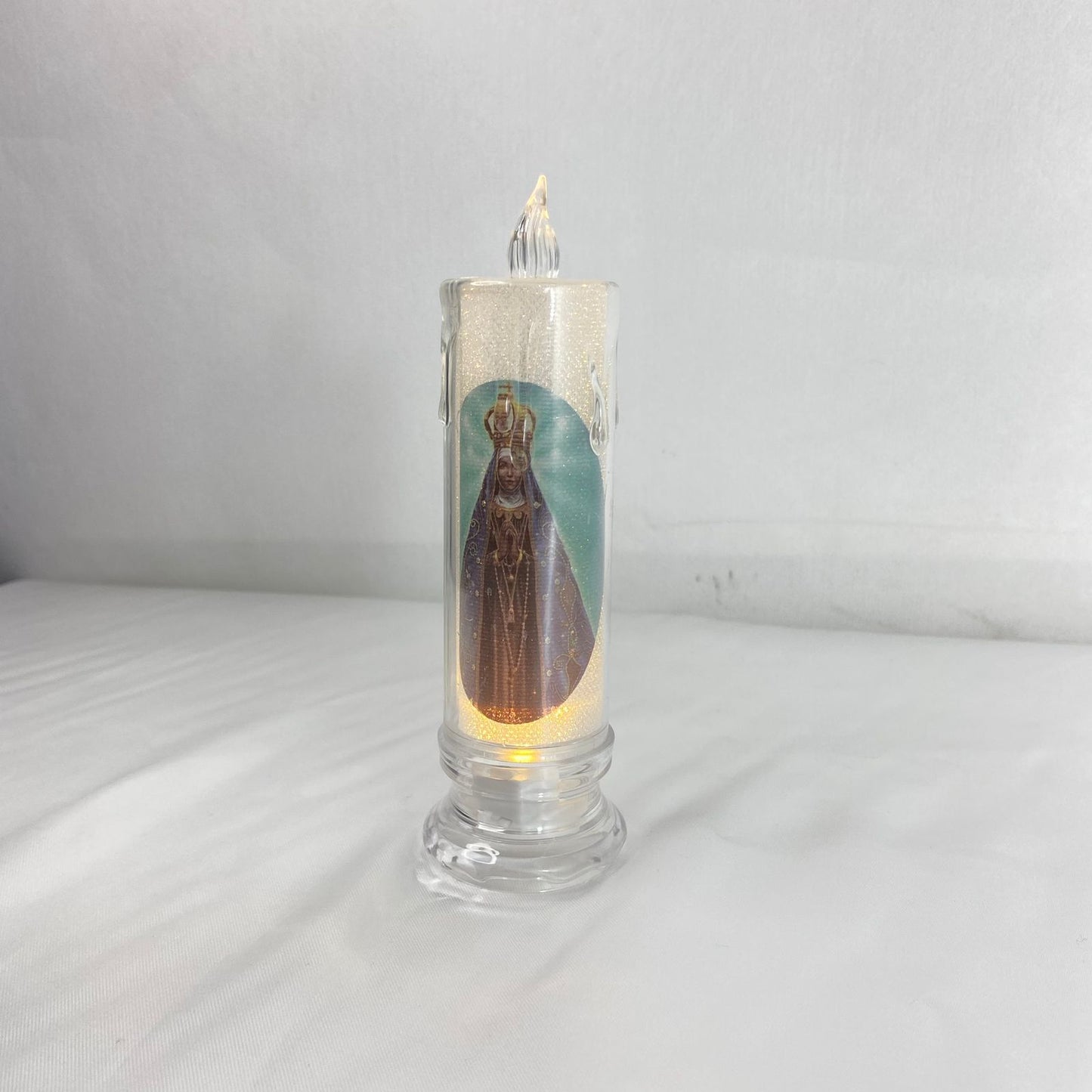 VELA ELETRÔNICA TRANSPARENTE NOSSA SENHORA APARECIDA 15CM (1 UNIDADE)