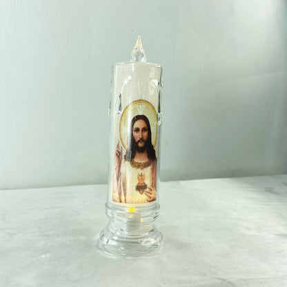 VELA ELETRÔNICA TRANSPARENTE SAGRADO CORAÇÃO DE JESUS MOD2 15CM (1 UNIDADE)