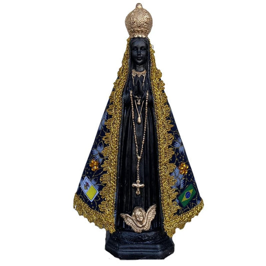 IMAGEM DE GESSO NOSSA SENHORA APARECIDA COM MANTO 34CM (1 UNIDADE)