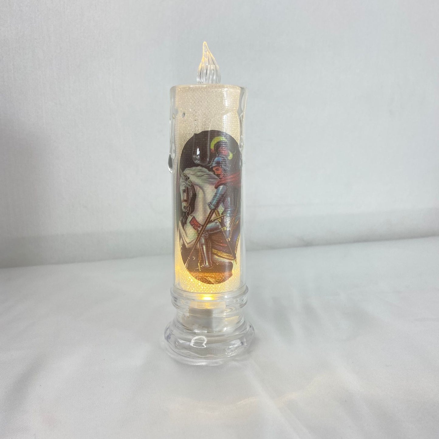 VELA ELETRÔNICA TRANSPARENTE SÃO JORGE 15CM (1 UNIDADE)