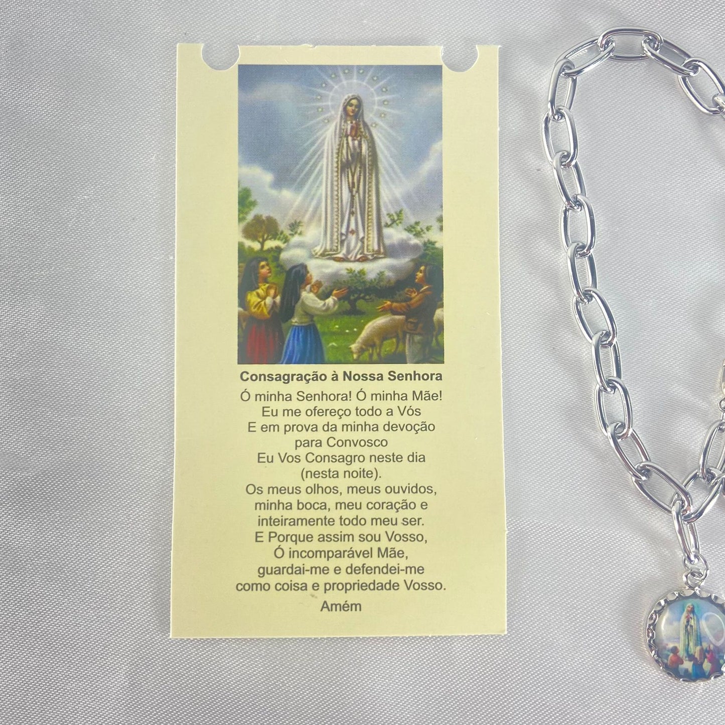 PULSEIRA CADEADO NOSSA SENHORA DE FÁTIMA NA CARTELA (3 UNIDADES)