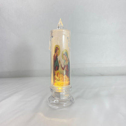 VELA ELETRÔNICA TRANSPARENTE SAGRADA FAMÍLIA 15CM (1 UNIDADE)