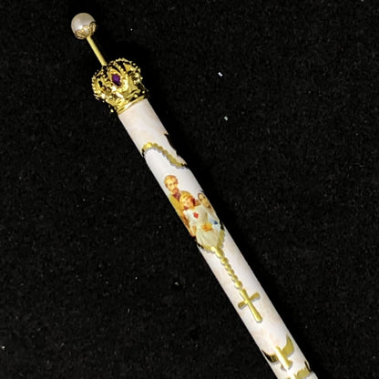 CANETA COM COROA SAGRADA FAMÍLIA (3 UNIDADES)