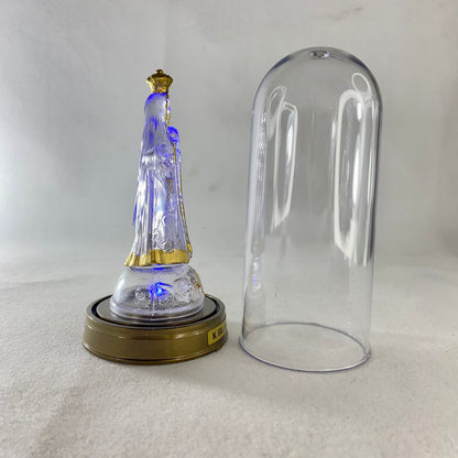 IMAGEM DE ACRÍLICO NOSSA SENHORA APARECIDA COM LED E REDOMA 13CM (1 UNIDADE)