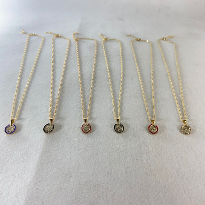 CORRENTE DOURADA OVAL SANTA RITA DE CÁSSIA P COM STRASS CORES SORTIDAS (3 UNIDADES)