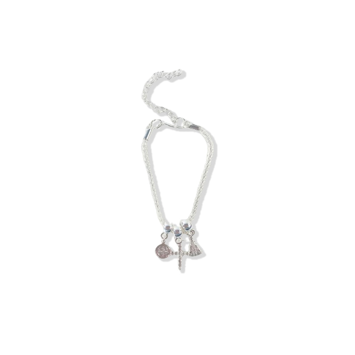 PULSEIRA NÍQUEL CRUZ COM STRASS BRANCO (6 UNIDADES)