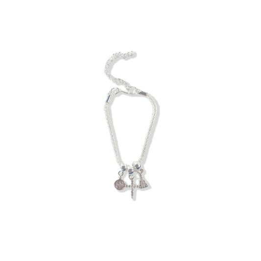 PULSEIRA NÍQUEL CRUZ COM STRASS BRANCO (6 UNIDADES)