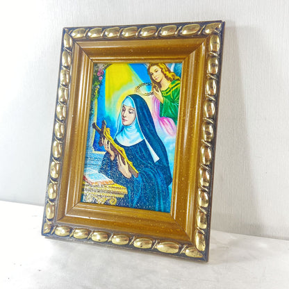 QUADRO COM MOLDURA RESINADO SANTA RITA DE CÁSSIA  MOD-2 21X16 (1 UNIDADE)
