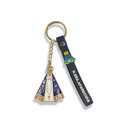 CHAVEIRO NOSSA SENHORA APARECIDA COM FITA SILICONE PRETO (3 UNIDADES)