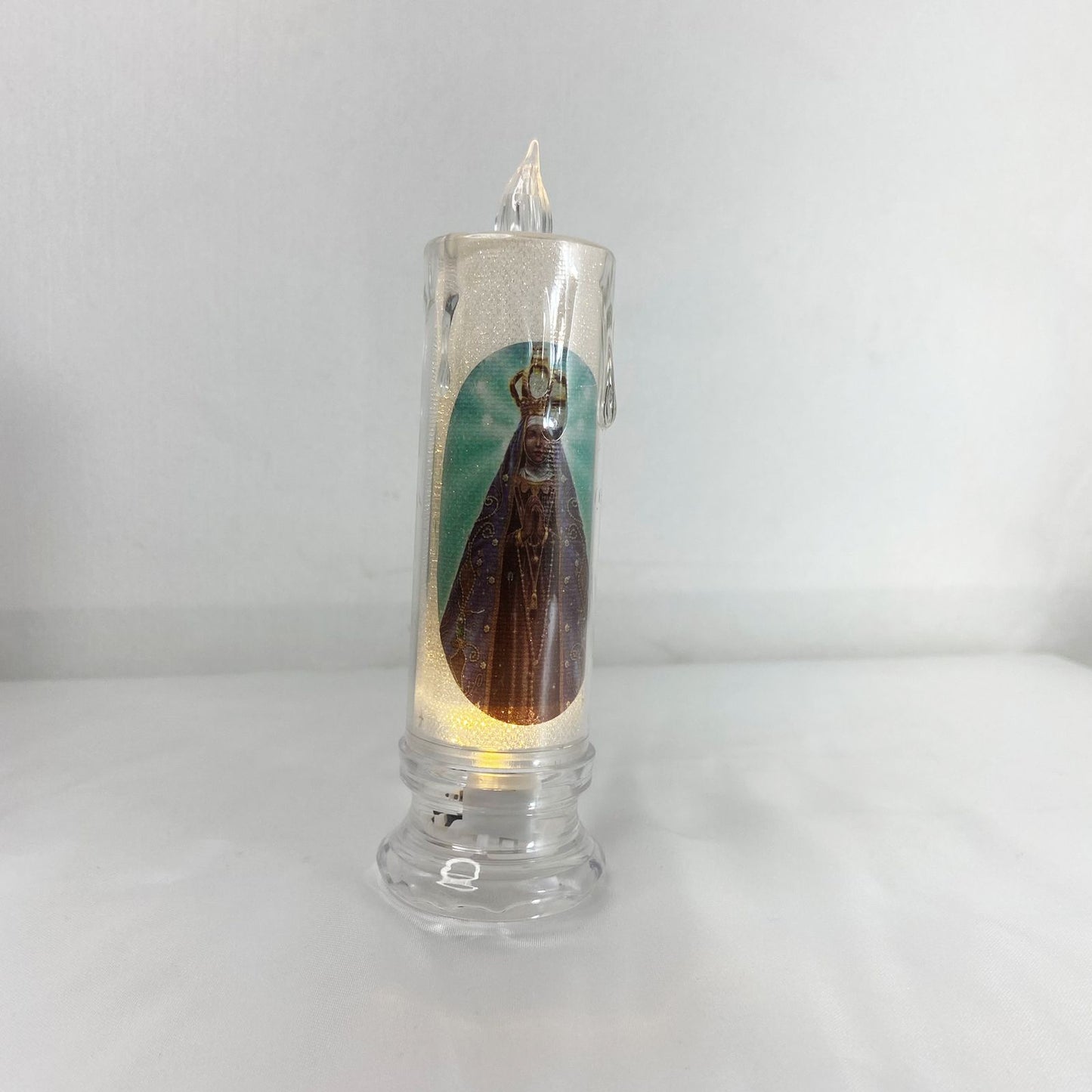 VELA ELETRÔNICA TRANSPARENTE NOSSA SENHORA APARECIDA 15CM (1 UNIDADE)
