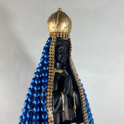 IMAGEM DE GESSO NOSSA SENHORA APARECIDA PÉROLA AZUL 28CM (1 UNIDADE)