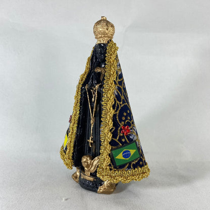 IMAGEM DE GESSO NOSSA SENHORA APARECIDA COM MANTO  MOD2 20CM (1 UNIDADE)